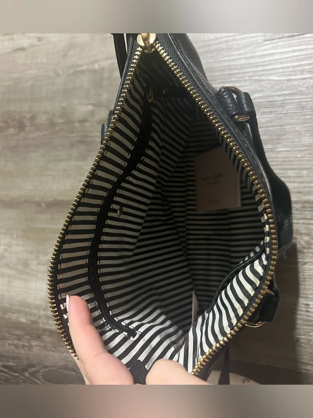 Kate Spade Black Pebbled Leather Jackson Street Hayley Satchel/Crossbody Handbag